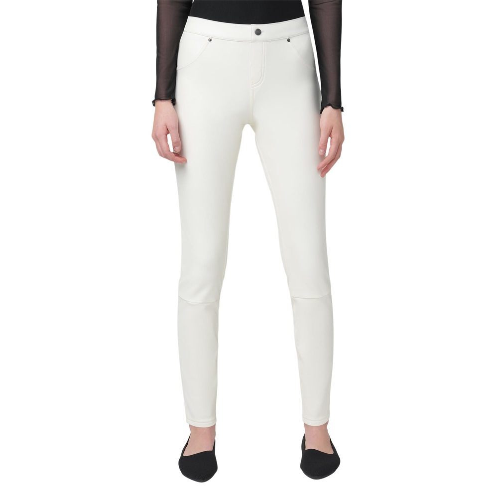 HUE Women's Faux Leather Leggings, Star White